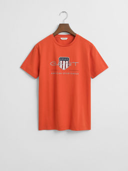 GANT - Boys Orange Round Neck Regular Fit Shield T-Shirt