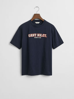 GANT - Boys Navy Blue Round Neck Relaxed Fit T-Shirt