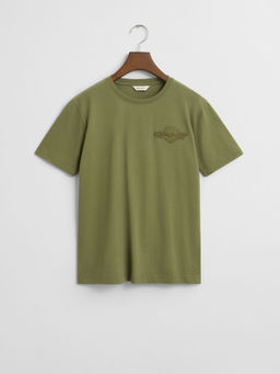 GANT - Boys Olive Round Neck Regular Fit Tonal T-Shirt