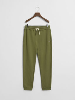 GANT - Boys Olive Solid Regular Fit Mid Rise Shield Joggers