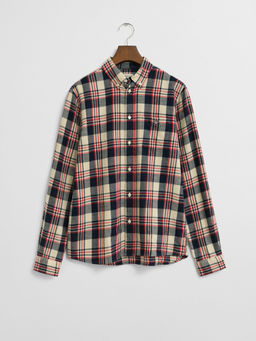 GANT - Boys Tartan Checks Beige Regular Fit Flannel Shirt