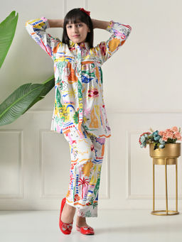 Bella Moda - Cotton Multi-Color Printed Shirt & Coordinating Pant