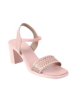 Metro - Women Mirror Work Pink Heels