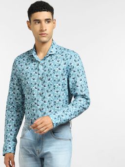 Jack & Jones - Blue Floral Full Sleeves Shirt