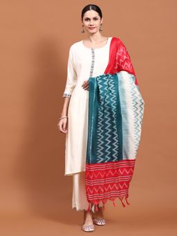 Shree - Women Rayon White Embroidered Kurta And Comfort Pant With Dupatta (Set Of 3)