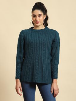 Shree - Women Winter Woolen Teal Solid Tunic