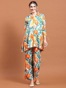 Shree - Women Rayon Multi-Color Abstract Print Co-Ord (Set Of 2)