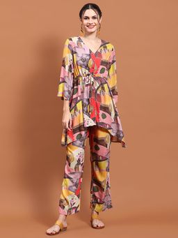 Shree - Women Rayon Multi-Color Abstract Print Co-Ord (Set Of 2)