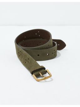 American Eagle - Women Green Perforated Leather Belt