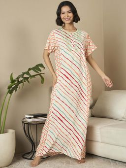 July Nightwear - Rayon Multi-Color Long Nighty For Women