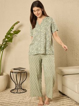 July Nightwear - Rayon Short Kurti With Pyjama For Women (Set of 2)
