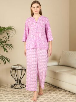 July Nightwear - Cotton Short Kurti With Pyjama For Women (Set of 2)