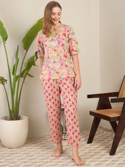 July Nightwear - Cotton Short Kurti With Pyjama For Women (Set of 2)
