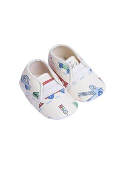 Coco Candy - White Vehicle Print Kids Booties