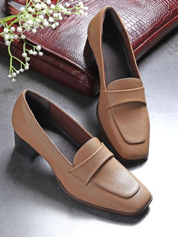 Yoho - Brown Bliss Heal 001 Stylish & Comfy Slip On Block Heel Loafers