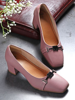 Yoho - Pink Bliss Heal 002 Chic Slip-On Block Heel Loafers