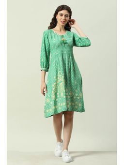 Biba - Green Flared Kurta (Set of 2)