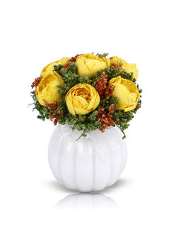 HomeTown - Aura Mulberry Paper Dried Flower Floral Arrangements in Yellow Colour By Living Essence
