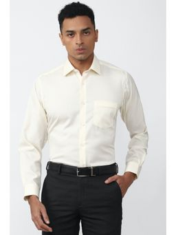 Van Heusen - Men Cream Regular Fit Solid Full Sleeves Formal Shirt