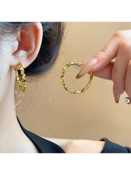ESTAILO FASHION - Golden Grid Hoop Earrings