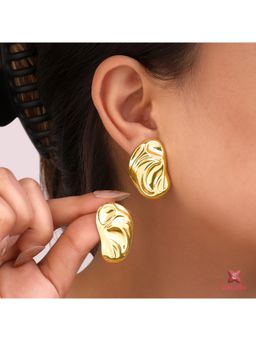 ESTAILO FASHION - Gilded Pebble Stud Earrings
