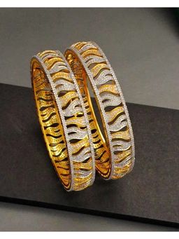 ZEVARLY - White Two-Tone Ad Bangles
