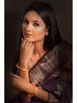 ZEVARLY - Sparkling Pink Stones Ad Bangles