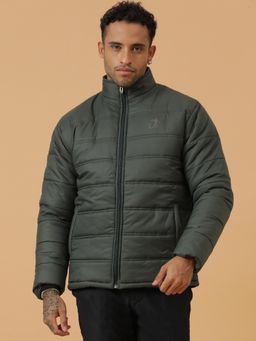 JAVINISHKA - Green Recycled Bomber Jacket with Slit Pockets