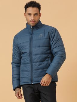 JAVINISHKA - Navy Blue Recycled Bomber Jacket with Slit Pockets