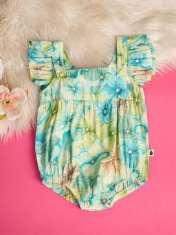 Stylo Bug - Girls Flower Square Neck Short Sleeves Onesies