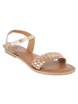 Metro - Womens Chikoo Flat SandalsMetro Gold Patterned Flats
