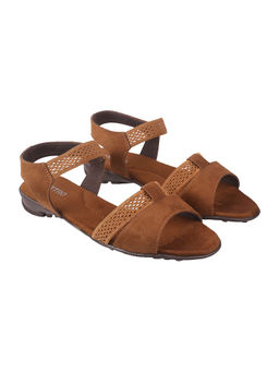 Metro - Womens Tan Flat SandalsMetro Tan Solid Plain Sandals