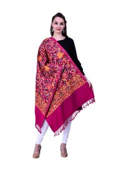 SWI STYLISH - Magenta Aari Embroidered Kashmiri Stole