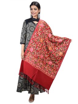 SWI STYLISH - Maroon Aari Embroidered Kashmiri Stole