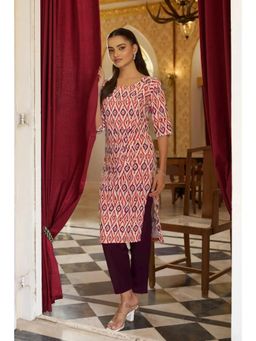 Gahan - Womens Pink Printed Straight Kurta with Pant