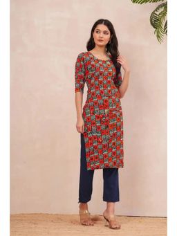 Gahan - Womens Multi-Color Printed Straight Kurta with Pant