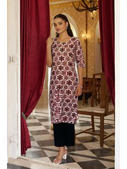 Gahan - Womens Maroon Floral Printed Straight Kurta with Pant