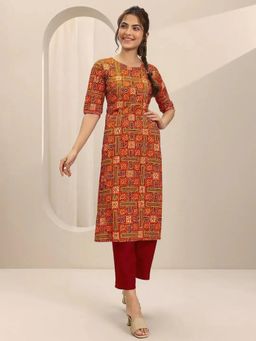 Gahan - Womens Multi-Color Printed Straight Kurta with Pant