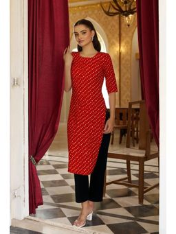 Gahan - Womens Red Printed Straight Kurta with Pant