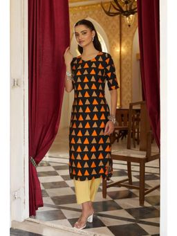 Gahan - Womens Black Printed Straight Kurta with Pant