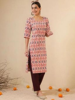 Gahan - Womens Multi-Color Printed Straight Kurta with Pant