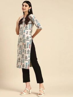 Gahan - Womens White Printed Straight Kurta with Pant