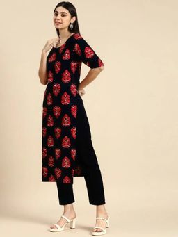 Gahan - Womens Black Printed Straight Kurta with Pant