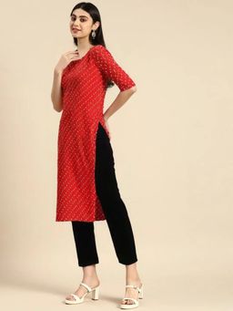 Gahan - Womens Red Printed Straight Kurta with Pant