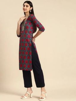 Gahan - Womens Grey Printed Straight Kurta with Pant