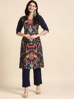 Gahan - Womens Multi-Color Floral Printed Straight Kurta with Pant