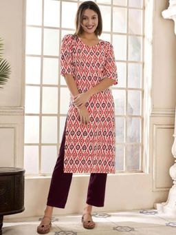 Gahan - Womens Pink Printed Straight Kurta with Pant