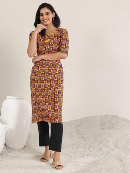 Gahan - Womens Multi-Color Printed Straight Kurta with Pant