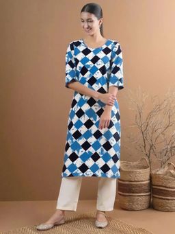 Gahan - Womens Multi-Color Printed Straight Kurta with Pant