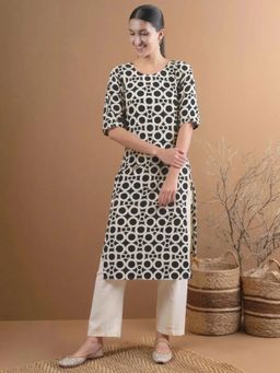 Gahan - Womens Multi-Color Printed Straight Kurta with Pant